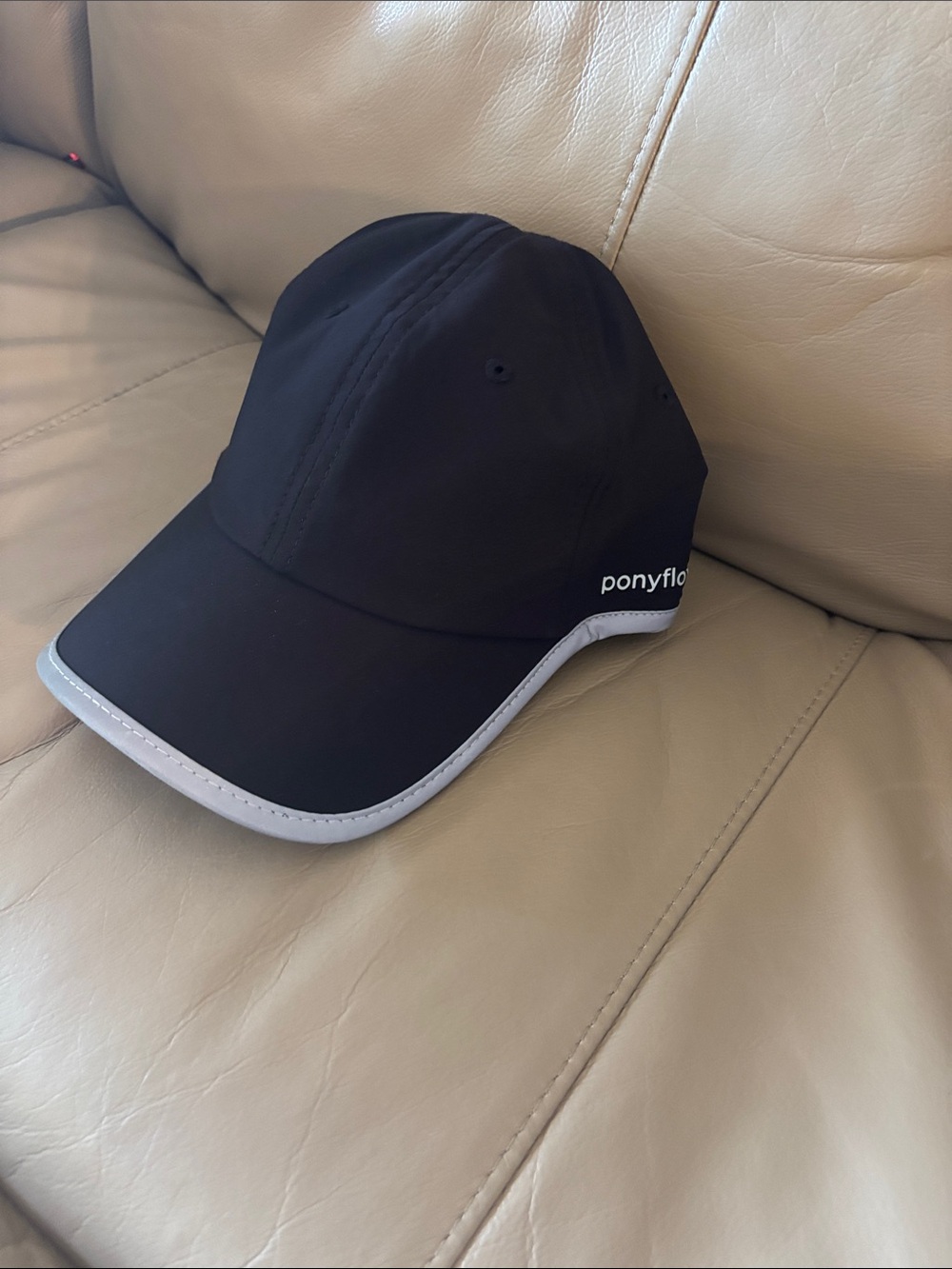 Ponyflo Black Reflective-Trim Performance Cap